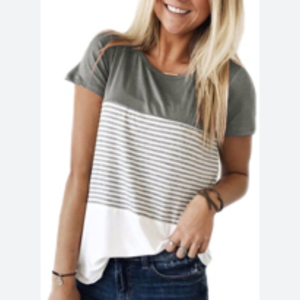 Amazon YunJey Colorblock Short Sleeve Top